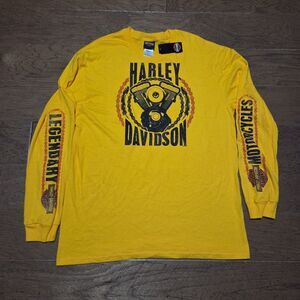 Harley Davidson Long Sleeve Shirt Mens XL Graphic Biker Tee Y2K Logo Singapore